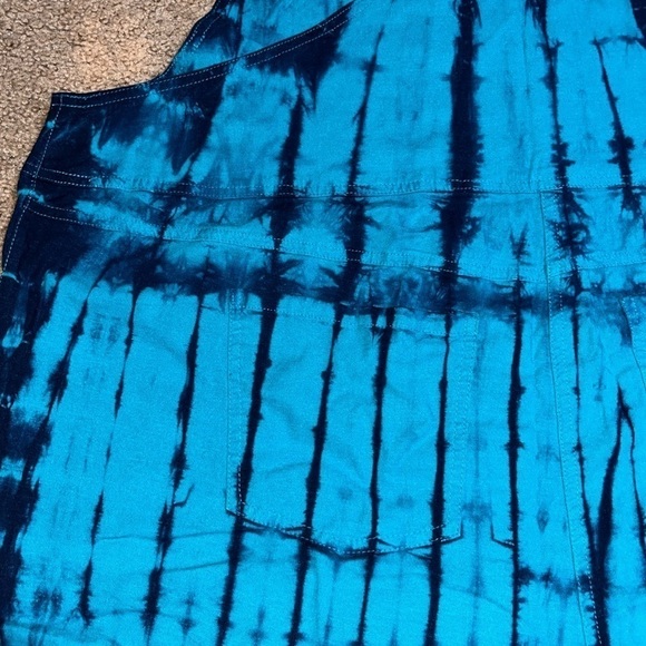 Torrid 3.5” Stretch Linen Blend Shortall Turquoise Tie Dye 3X - Picture 8 of 11